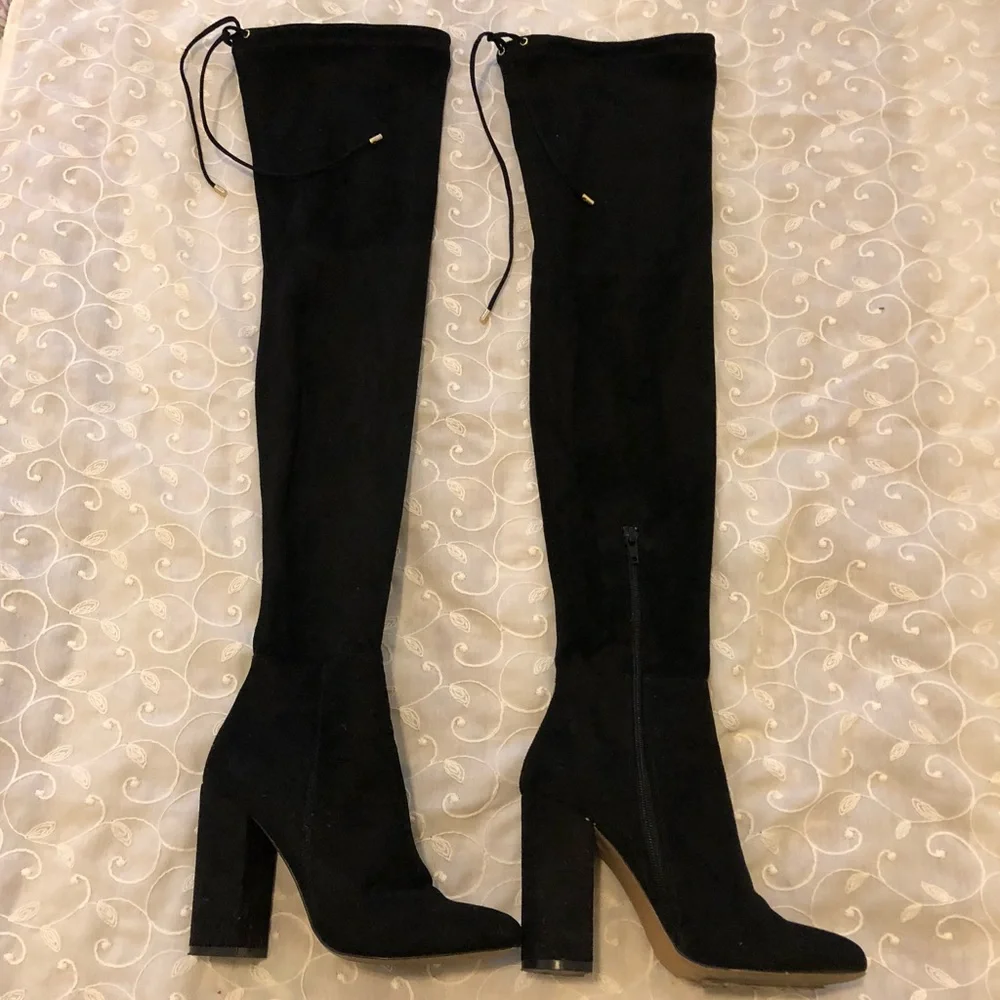 Lulu's Black Thigh High Boots - Size 6